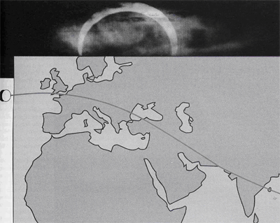Path of forthcoming solar eclipse